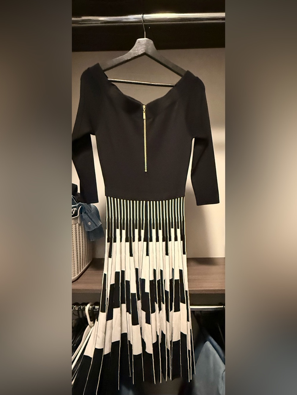 Black Fringe Midi Dress with Ivory Piano-Style Fringe - Picture 7 of 7